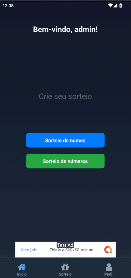 Captura de tela do aplicativo
